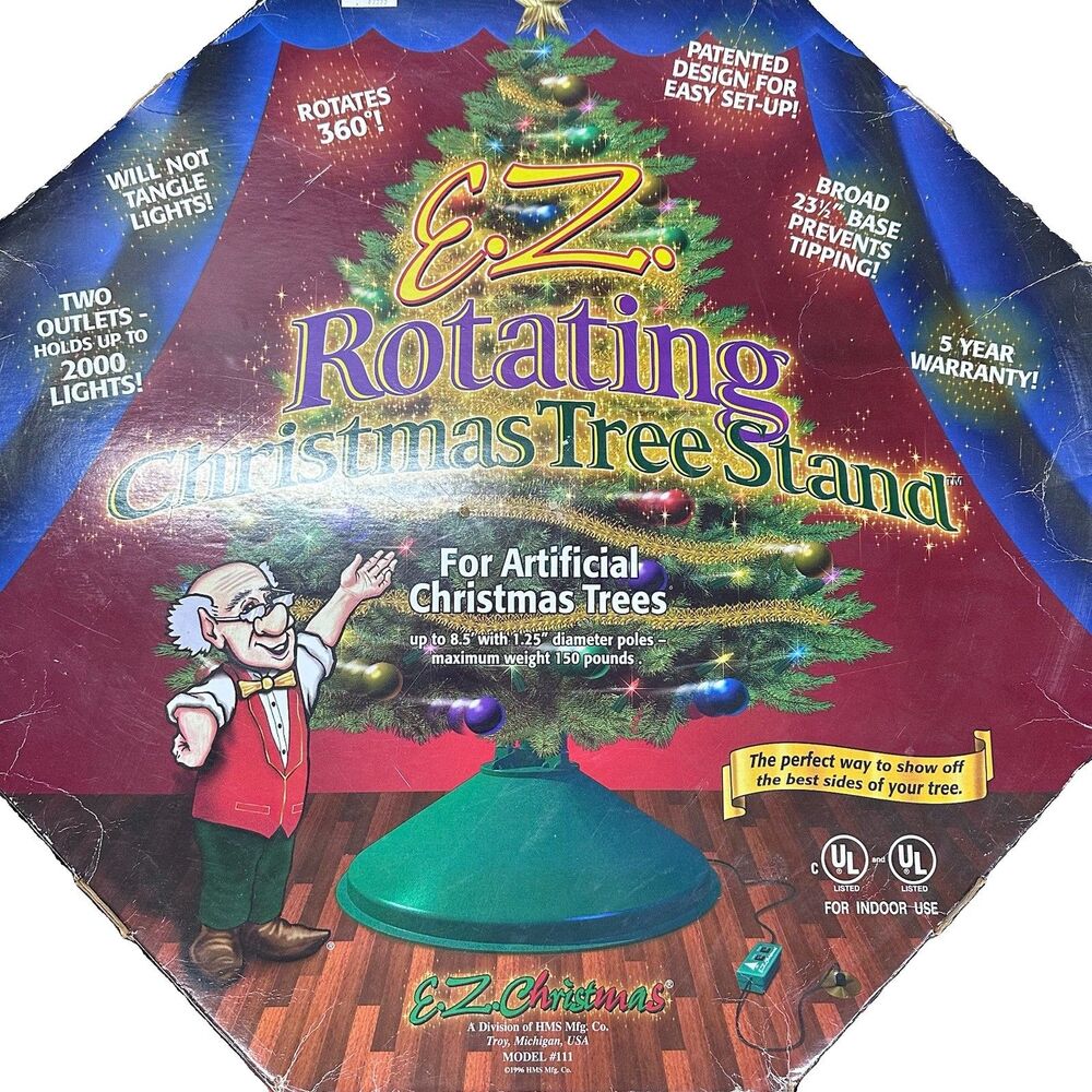 Vintage E-Z Rotating Christmas Tree Stand Model 111 360° w/ Box & Controller